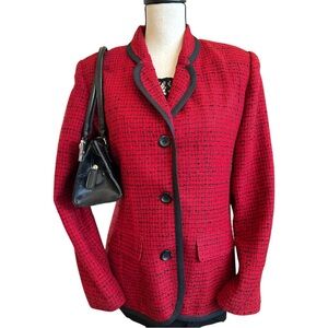 Vintage Norton McNaughton Red & Black Textured Blazer | Size 8